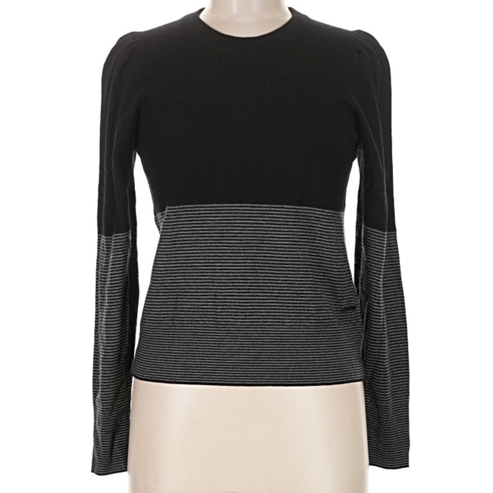 Carve Designs Black and Gray Striped Long Sleeve Sweater